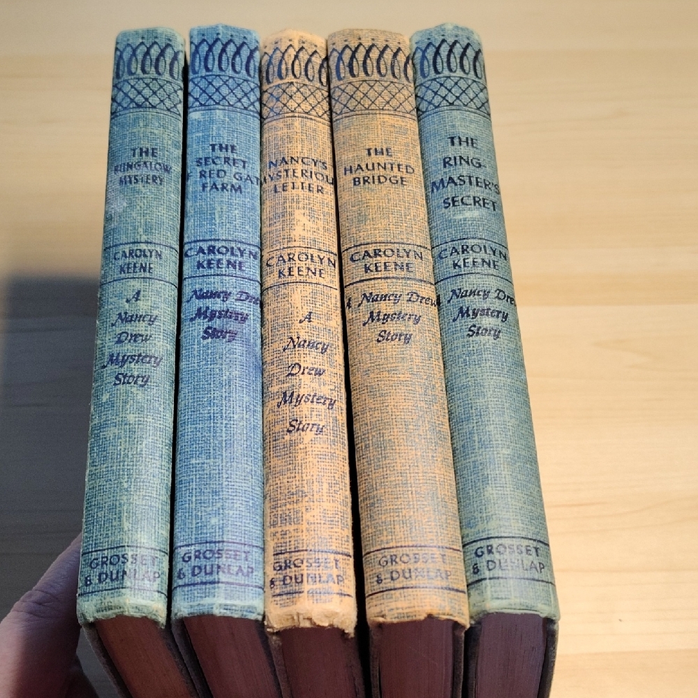 Five Vintage Nancy Drew books